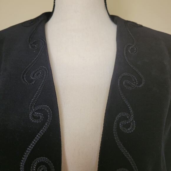 Vintage Choice By Butte Size 14 Velvet Velour Open Jacket Blazer USA Made Black - Picture 2 of 15